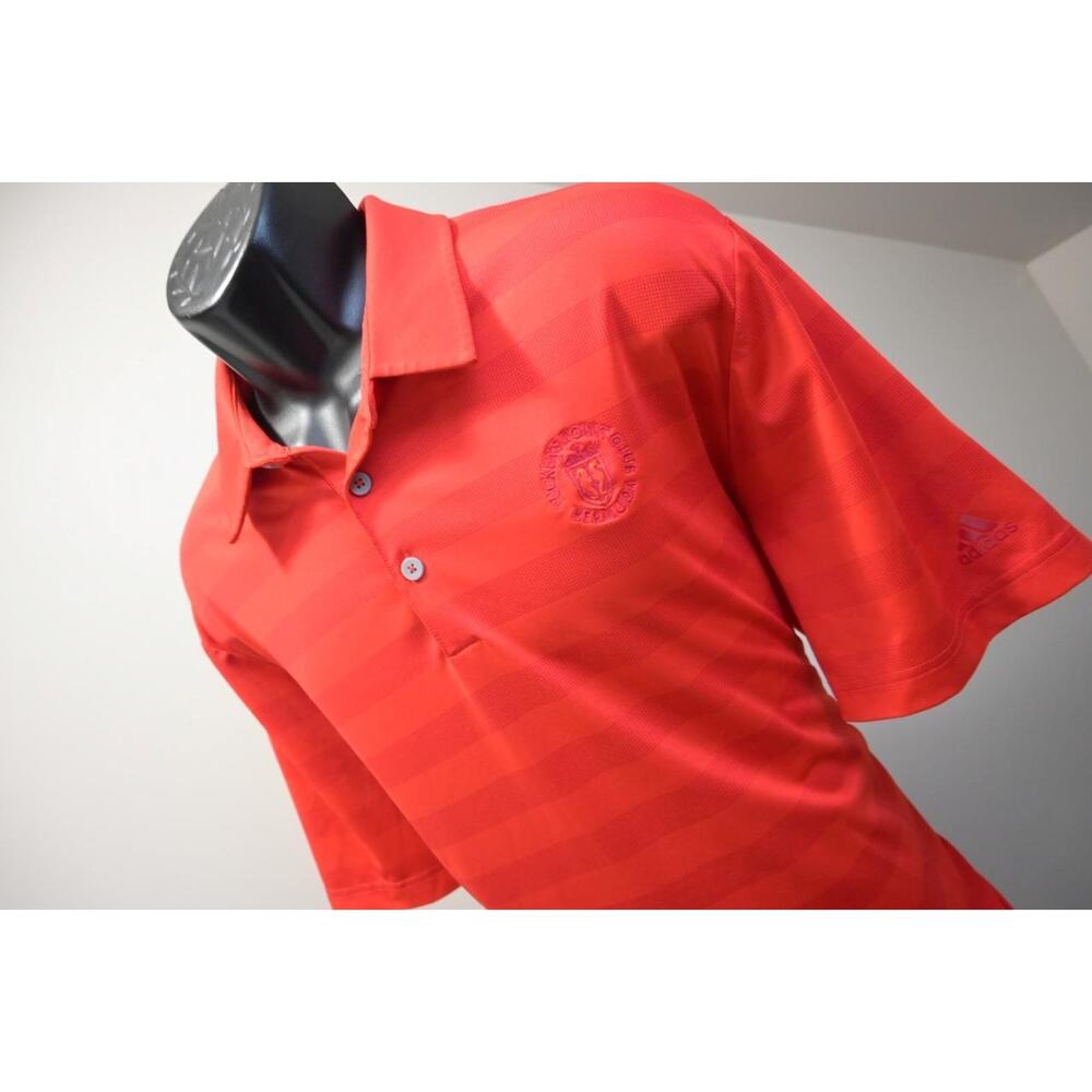 Adidas Golf Polo Mens Large Red ClimaCool Striped Short Sleeve Shirt Like New